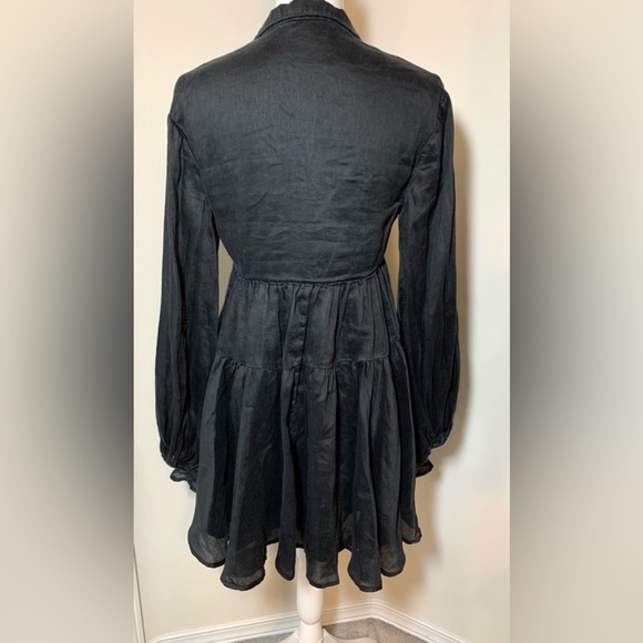 C/MEO Collective Black Mini Dress Cotton Linen Boho Women Small or 4 - Picture 2 of 8